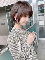大人可愛い耳かけショートボブダークアッシュブラウン