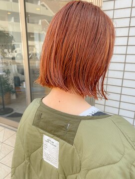 ベンジー 仙台店(benji) ニュアンスくびれオレンジボブ２０代３０代４０代