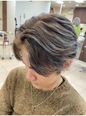 ハイライト×センターパート×フェイスフレーミング