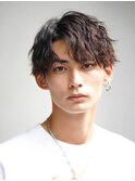 センターパート ツイストスパイラルパーマ
