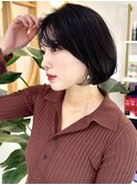 大人かわいい×内巻き重めボブ×前髪あり