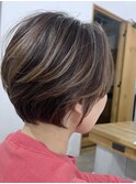 白髪ぼかし ショート ハイライト