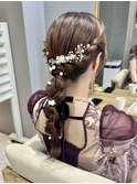お呼ばれヘアセット　編みおろしヘア