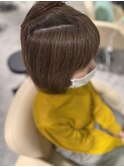 白髪ぼかしカラー白髪ぼかしハイライト髪質改善ショートボブ40代