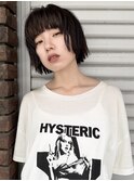 ハッシュカットグレージュデザインカラーボブウルフ