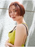 ヌーディオレンジブラウンショートボブ モードヘア[村上雅人]