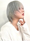 ウルフショート　ハイトーン　ブルーアッシュ　デザインカラー
