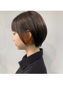 丸みショートボブイヤリングカラー