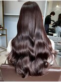 ミニウルフチェリーブラウンホワイトグレージュフェザーパーマ