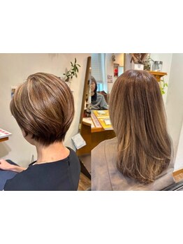 【明るく楽しむ白髪ぼかし】♪大人女性の髪にフィットするデザインカラーで、自然に馴染む透明感と艶髪に☆