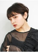 切りっぱなしショート・ボブ/絶壁解消/前髪なし/20代/30代/面長