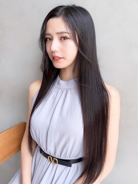 アルバム 池袋(ALBUM) ロングストレート_斜めバンググレージュカラー_9543