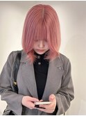 7512ベビーピンクハイライトバレイヤージュ艶髪ハイトーンカラー