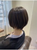 コンパクト丸みショート × 中性ストレート