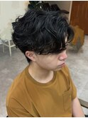 センターパート×シャドウパーマ