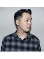 ウェルネス(Wellness) メンズ七三ツーブロックフェードニュアンスパーマセンターパート