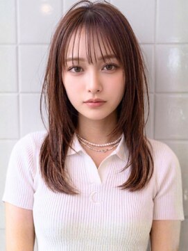 オンフ(ONFFO) ピンクブラウン 前髪カット 顔周りレイヤー 透明感カラー 20代