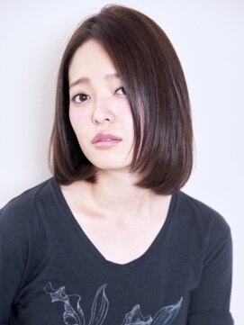 エマージュ 橋本(Emerge) センターパート×暗髪×ワンカールロブ[橋本駅]