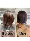 20代30代40代☆肩下ミディから切りっぱなしボブ×インナーカラー