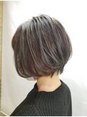 ショートボブ/ショートカット/アッシュグレー/20代30代/丸み/