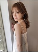 大人かわいい顔まわりレイヤーシースルーバングまろベージュ