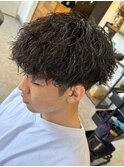 波巻きパーマメンズパーマメンズヘアツーブロックツイストパーマ