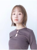 大人可愛いボブ/2wayバング/髪質改善アッシュベージュ/小顔矯正