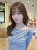 レイヤーカット ワンカール ベージュカラー