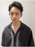 ツーブロック 黒髪ショート アップバング 爽やかヘア 20代