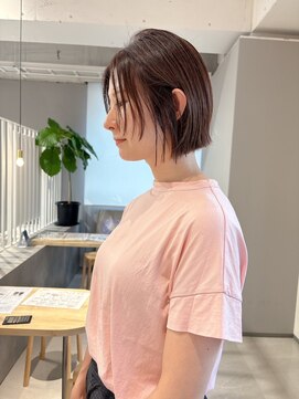 アンハーツ(ann HEARTS) 顔周りレイヤーボブ/レイヤー/前髪なし/アッシュカラー