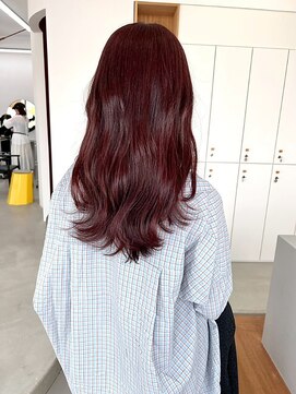 アム(am) ブリーチなしダブルカラー/チェリーレッド/レイヤーカット