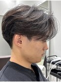 メンズセンターパートウルフセンターパートニュアンスパーマ襟足