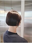 冬の小顔ミニボブ◎暗髪グレージュ×切りっぱなし