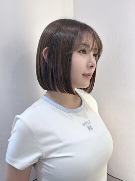 暗髪×韓国風タッセルボブ[髪質改善ストレート/10代20代30代]