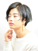 ショートボブ/束感ショート/暗めカラー/やわらかパーマ/30代