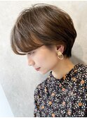 大人ショートボブ・低温デジタルパーマ・アッシュブラウン