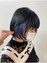 アクアオモテサンドウ(ACQUA omotesando)&nbsp;＊ブリーチなしブルーブラック×ボブカットインナーカラーブルー