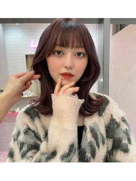 ロンド マーレ 天神大名店(Lond mare) ピンクブラウン/暖色カラー/カシスピンク/韓国ヘア/顔周りカット