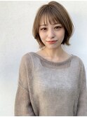 くびれ切りっぱなしボブ/ブリーチなしベージュブラウン[仙台]