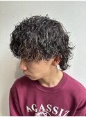 波巻きマッシュウルフツーブロックメンズパーマカット