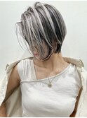 外国人風前下がりショート ハイライトバレイヤージュ t86
