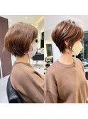30代40代50代絶壁解消前髪あり小顔前下がりショートボブ