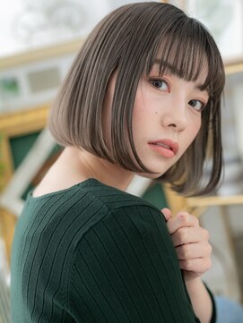 カバーヘア ブリス 北浦和(COVER HAIR bliss) 黒髪透けバング前下がり切りっぱなしボブh4北浦和20代30代40代