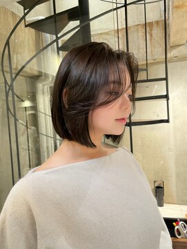 サイン 表参道(SIGN) 韓国ヘアグレージュカラーブリーチ無し透明感カラータッセルボブ