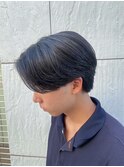 スペインカールスパイキーショートブルーブラックフェザーパーマ
