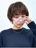 くすみベージュ細めハイライトショート白髪ぼかし前髪原宿表参道
