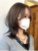 レイヤー 前髪 顔周り グレージュカラー くすみカラー 10代20代