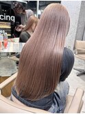 ハイトーンダブルカラーレイヤーカットミルクティーグレージュ