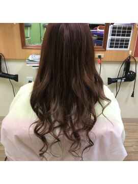 美容室ポケット エクステバレーヤージュハイライトカラー白髪ぼかしハイライト