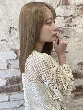 ハピネス 河原町店(Happiness) 20代　艶ストレート　透明感ミルクベージュカラー